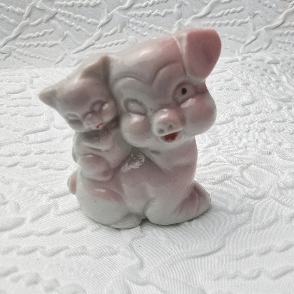 Vintage‎ Pig & Piglet Ceramic Japan Pink Farm Animal